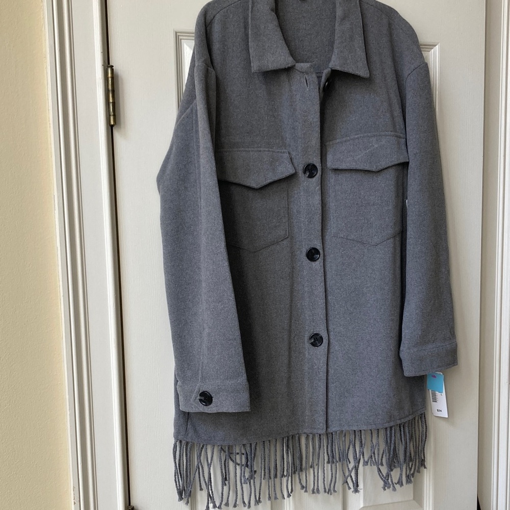 Laundry New with Tags Grey Women's Utility Jacket with Fringe